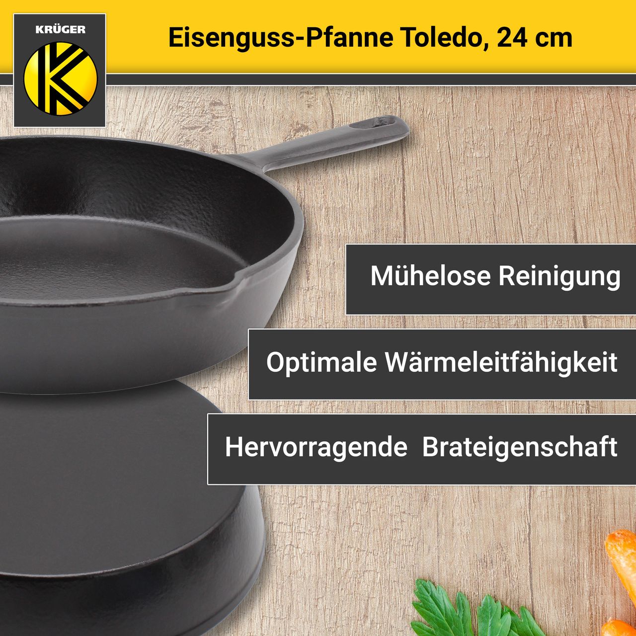 Karl Krüger Eisenguss Pfanne TOLEDO, 24 cm