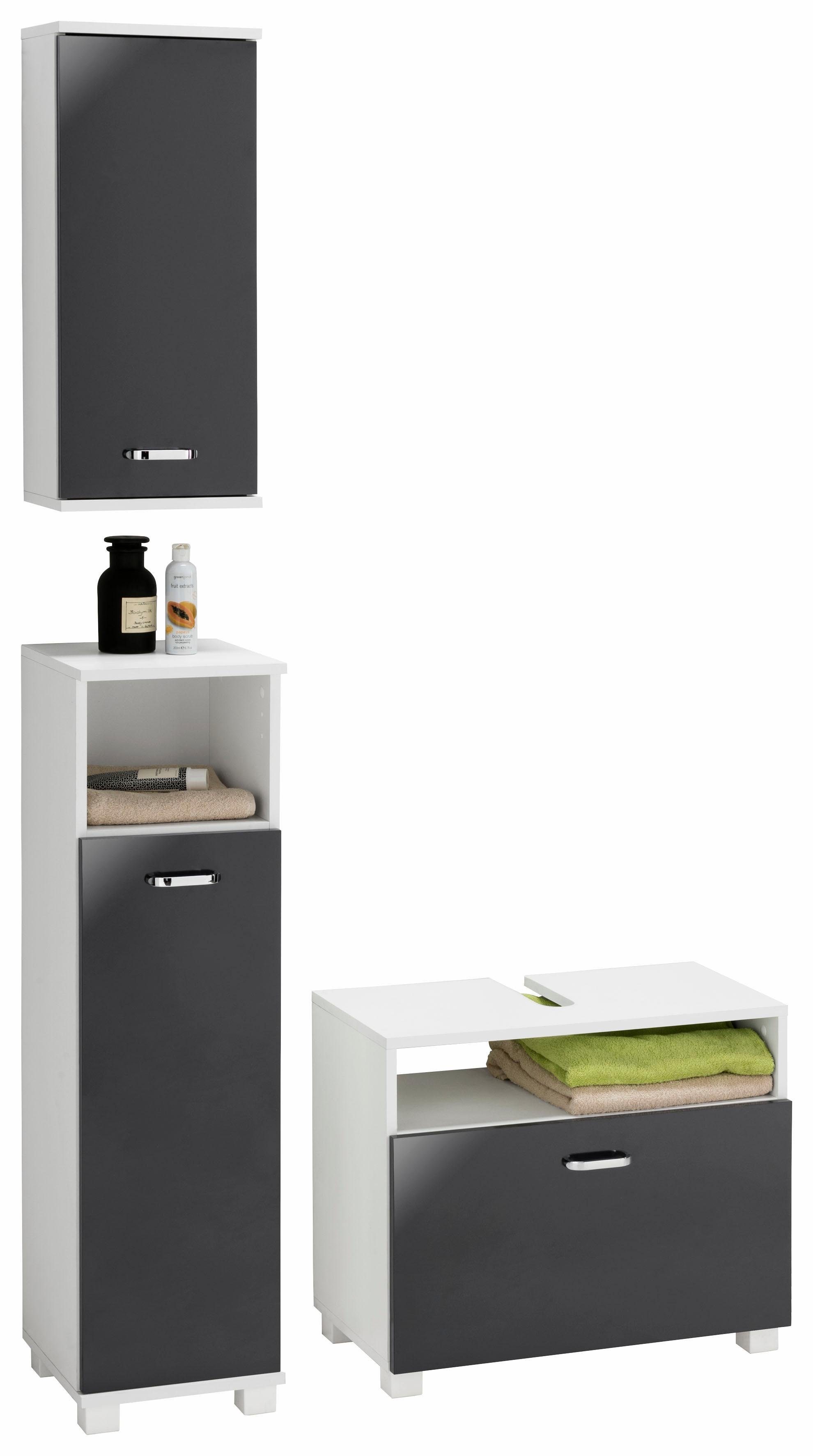 Schildmeyer Badmöbel-Set Colli, (Set, 3-St), aus Hochschrank, Waschbeckenunterschrank und Hängeschrank