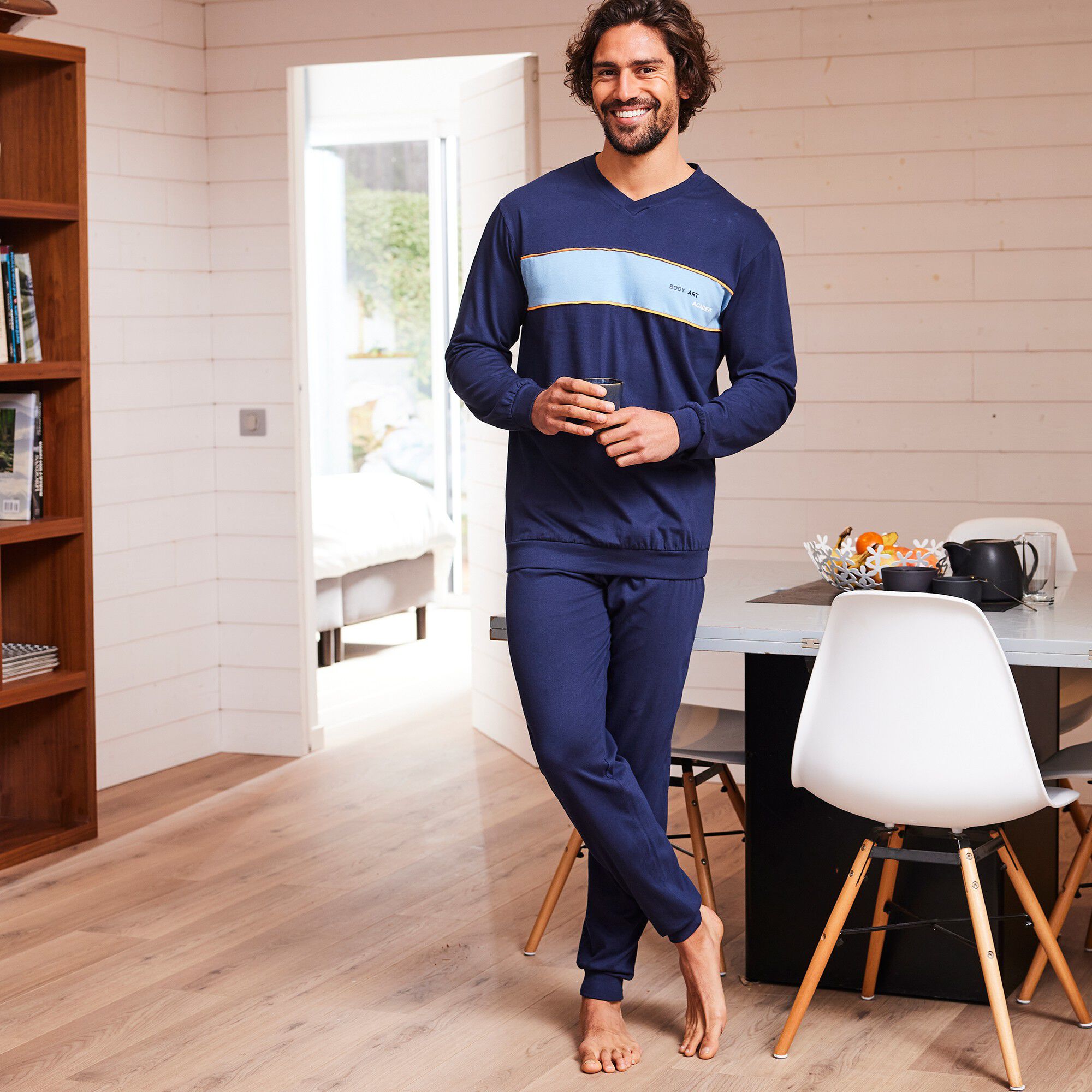 Pyjama pantalon bande poitrine maille jersey
