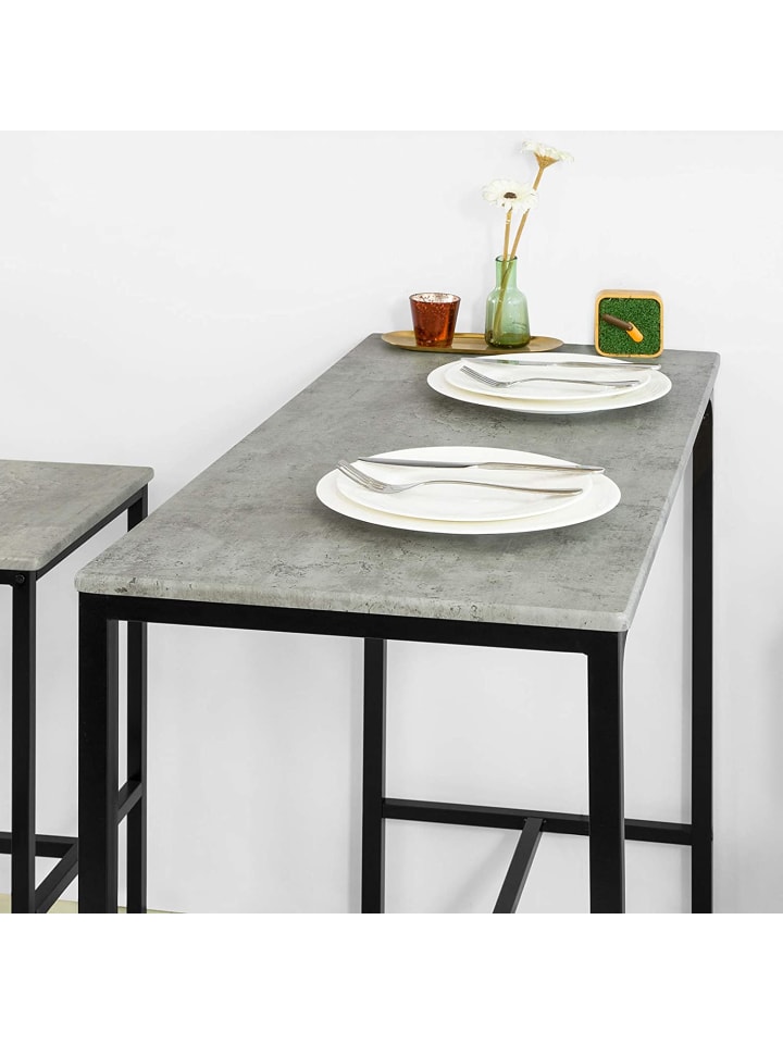 SoBuy Bartisch in Hellgrau und Schwarz - Tisch(B)100 x (H)87 x (T)45cm/Hocker(B)39 x (H)95 x (T)41cm günstig kaufen onesize