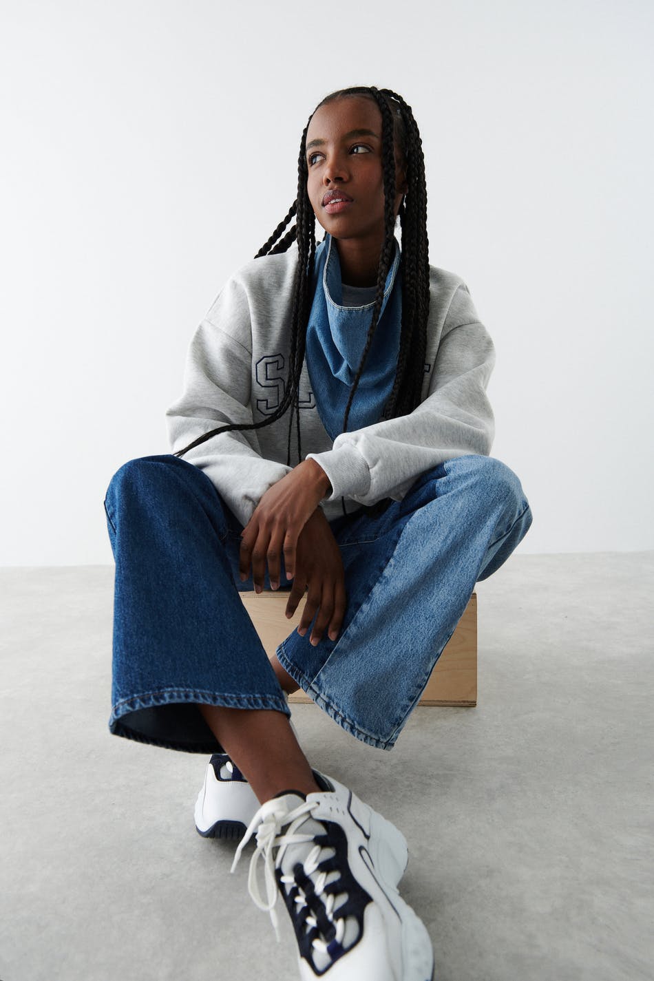 Straight block jeans