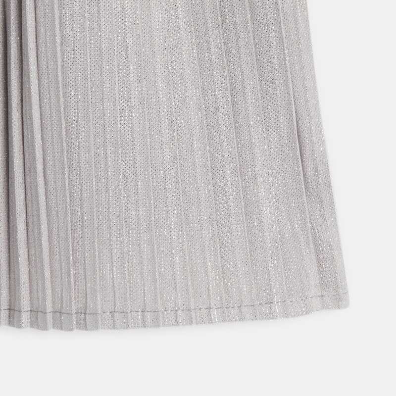Jupe plissée brillante fille grise Lili Gaufrette