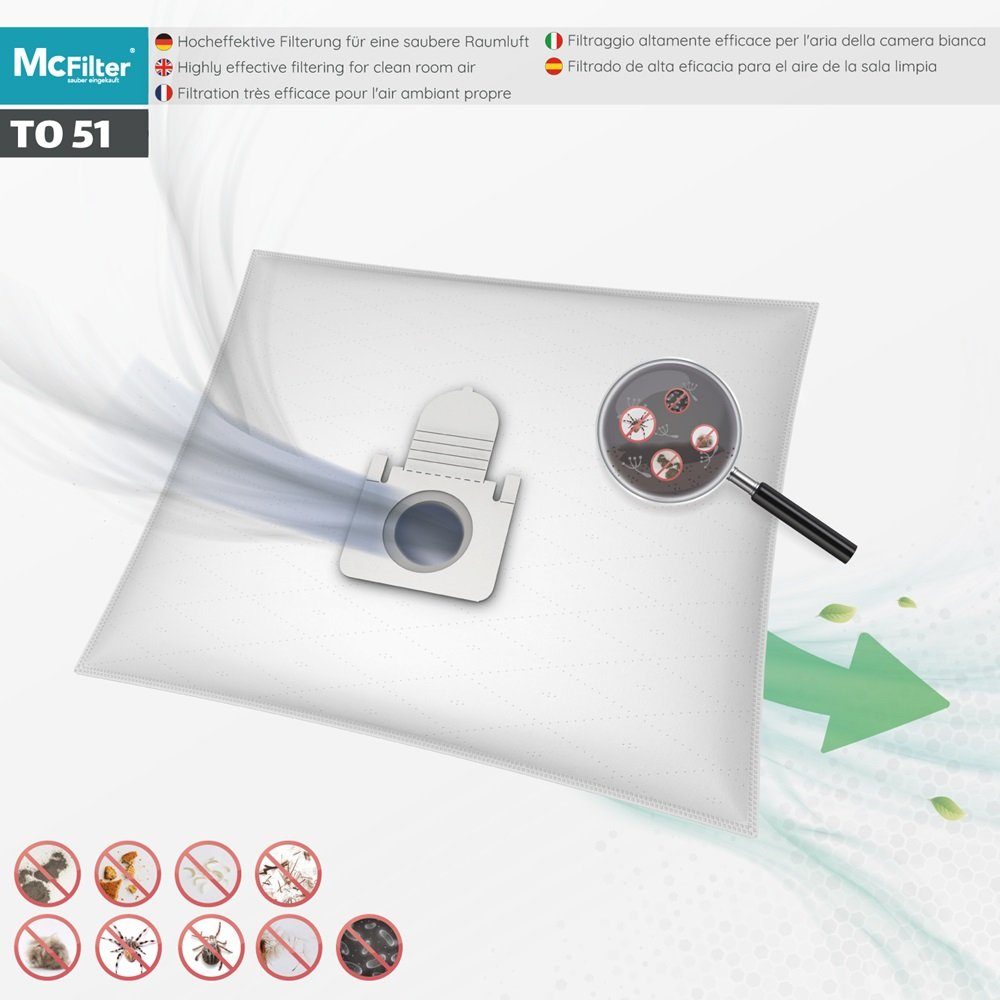 McFilter Staubsaugerbeutel 10 Stück + 5-teiliges Filterset, passend für Thomas Staubsauger Pet & Family AQUA+, Perfect Air, Parkett XT, Allergy & Family AQUA+, Anti Allergy AQUA+, Cat & Dog XT, Home Clean & Parquet AQUA+, 15 St., mit Hygieneverschlus