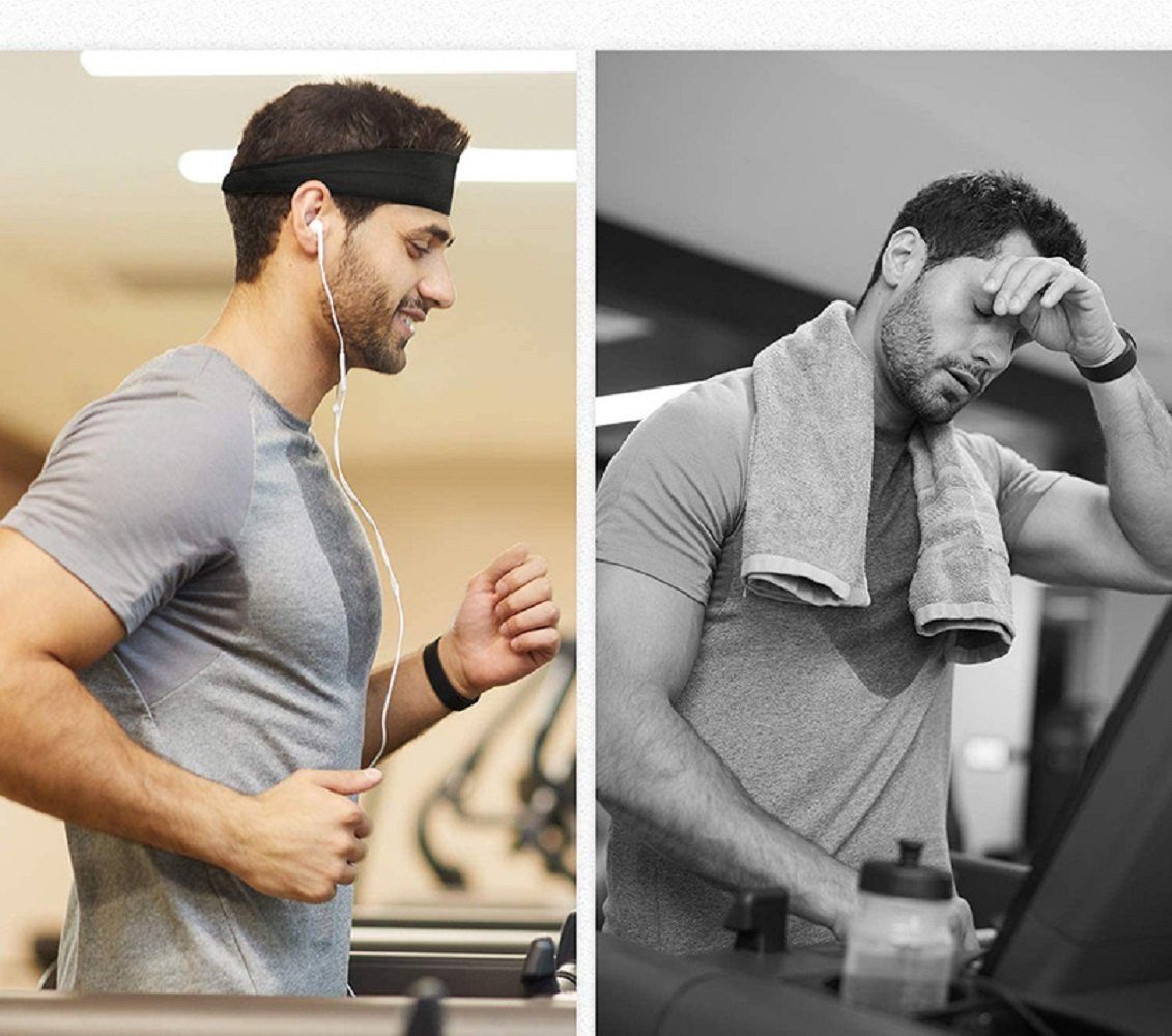 TOPMELON Schweißband 4er-Pack Herren-Stirnband, Schweißband Sport-Stirnband