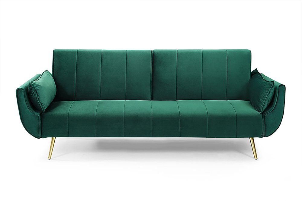 riess-ambiente Schlafsofa DIVANI 220cm smaragdgrün / gold, Einzelartikel 1 Teile, Wohnzimmer · Samt · 3-Sitzer · Couch mit Bettfunktion · Retro Design