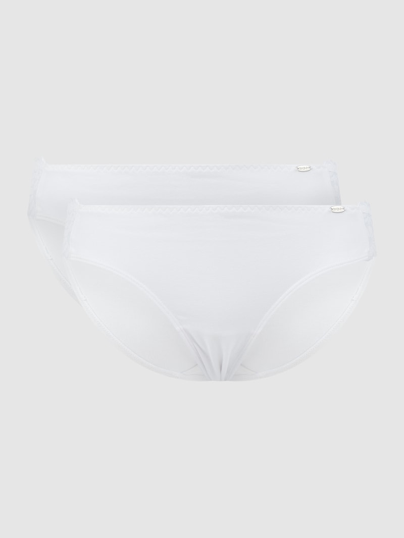 Slip mit Spitze im 2er-Pack in weiß