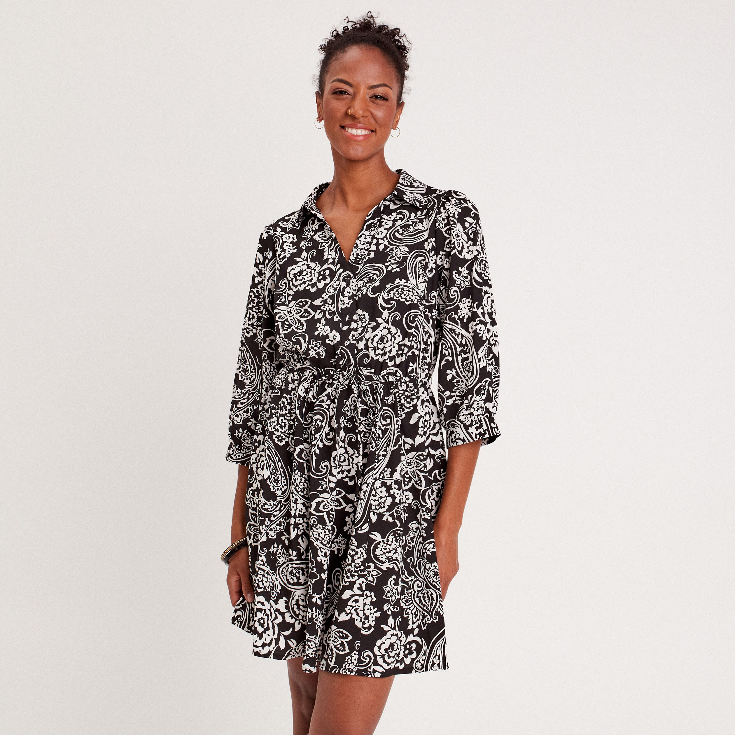 Robe patineuse manches 3/4 noir femme | Cache Cache