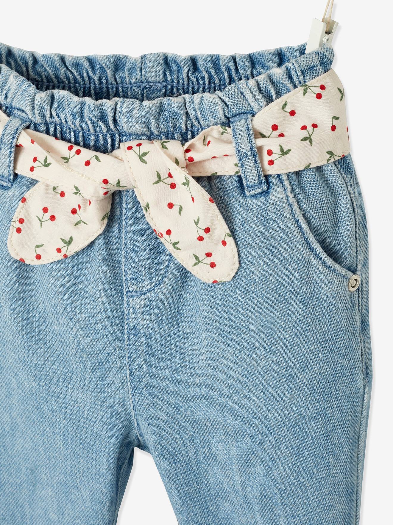 Vertbaudet Mädchen Baby Jeans mit Stoffgürtel - double stone