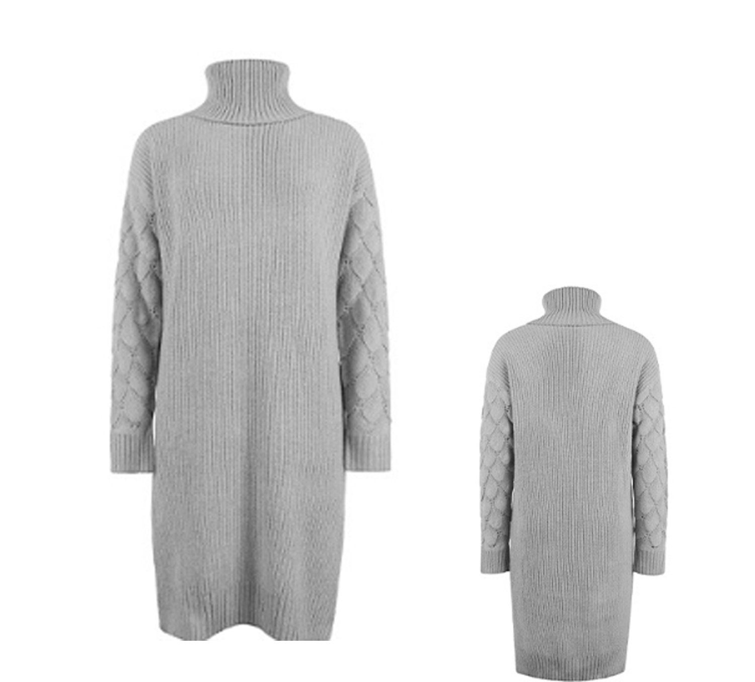 aikidio Stillkleid Schlankes, sexy Strickkleid mit hohl geschlitztem Pulloverrock