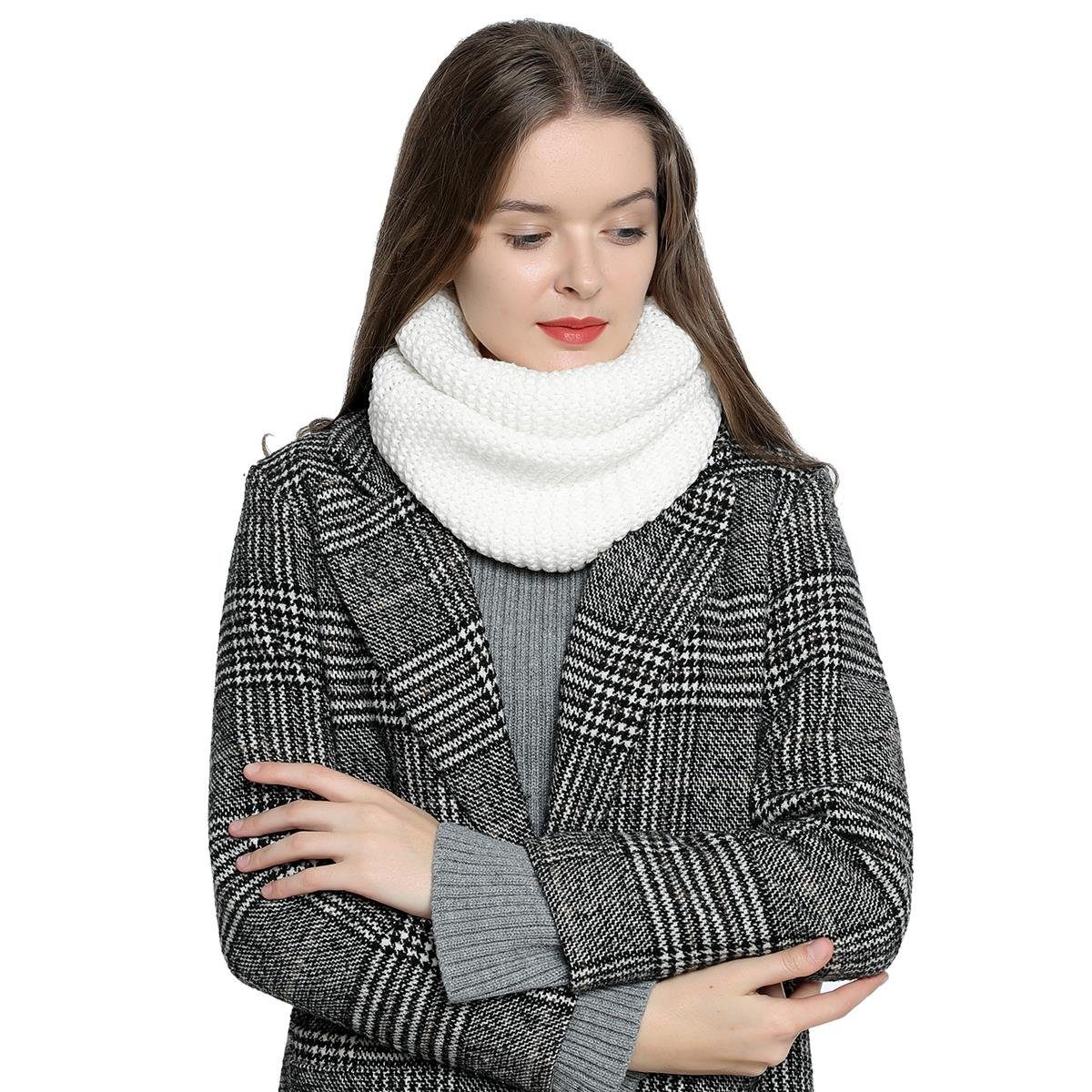 DonDon Schal Damen Winterschal Rundschal Schal, (1-St), Schlauchschal, warm und weich, Grobstrick