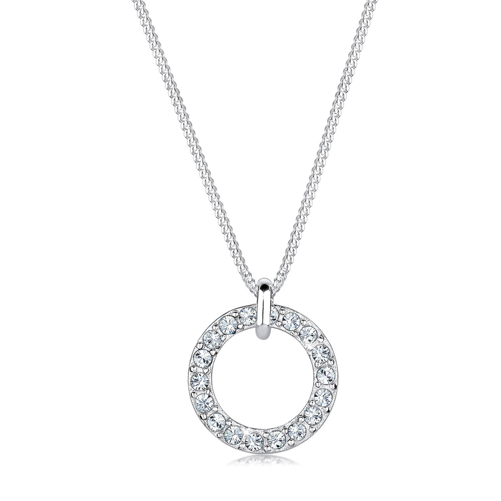 Elli Elli Collier Femmes Pendentif Géo Cercle avec cristaux en argent sterling 925 collier