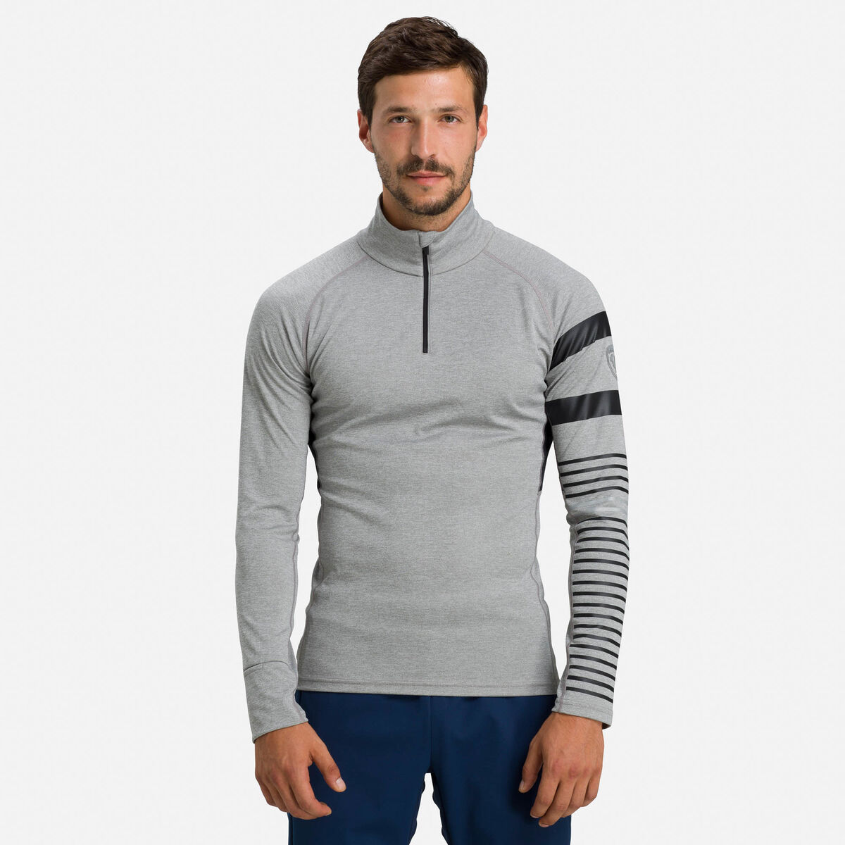 Herren-Baselayer-Oberteil Poursuite mit halbem Reißverschluss