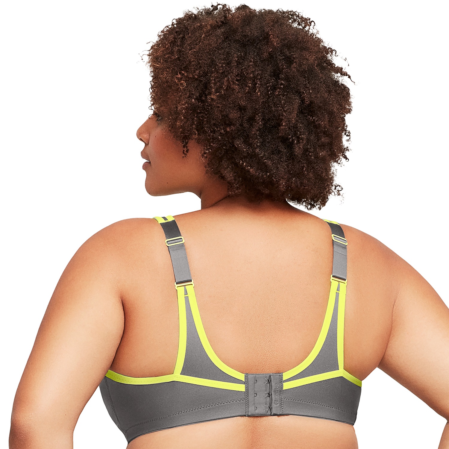 Sport-Bustier mit bestem Halt - Grau mit gelbem Besatz