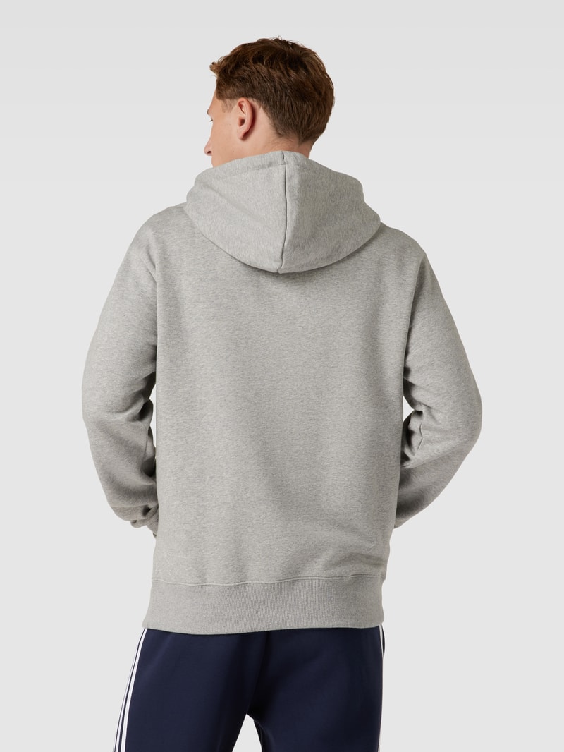 Hoodie mit Label-Stitching in mittelgrau meliert