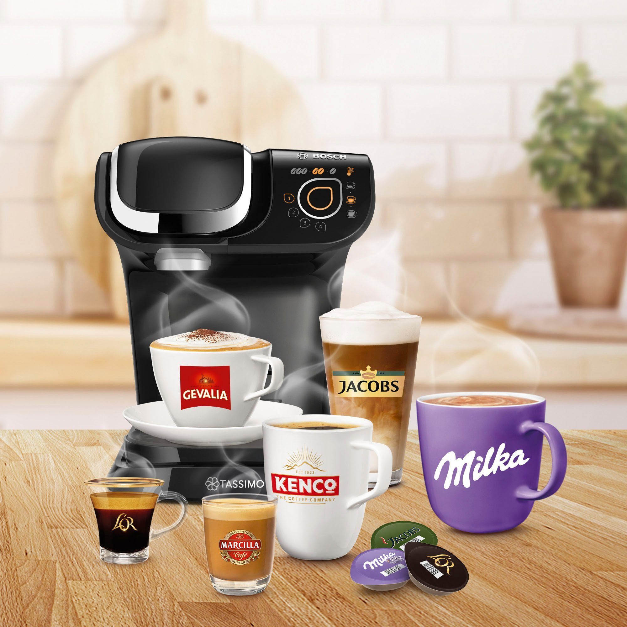 TASSIMO Kapselmaschine My Way 2 TAS6502, inkl. 2 TASSIMO Latte-Macchiato-Gläser by WMF Wert: UVP € 9,99