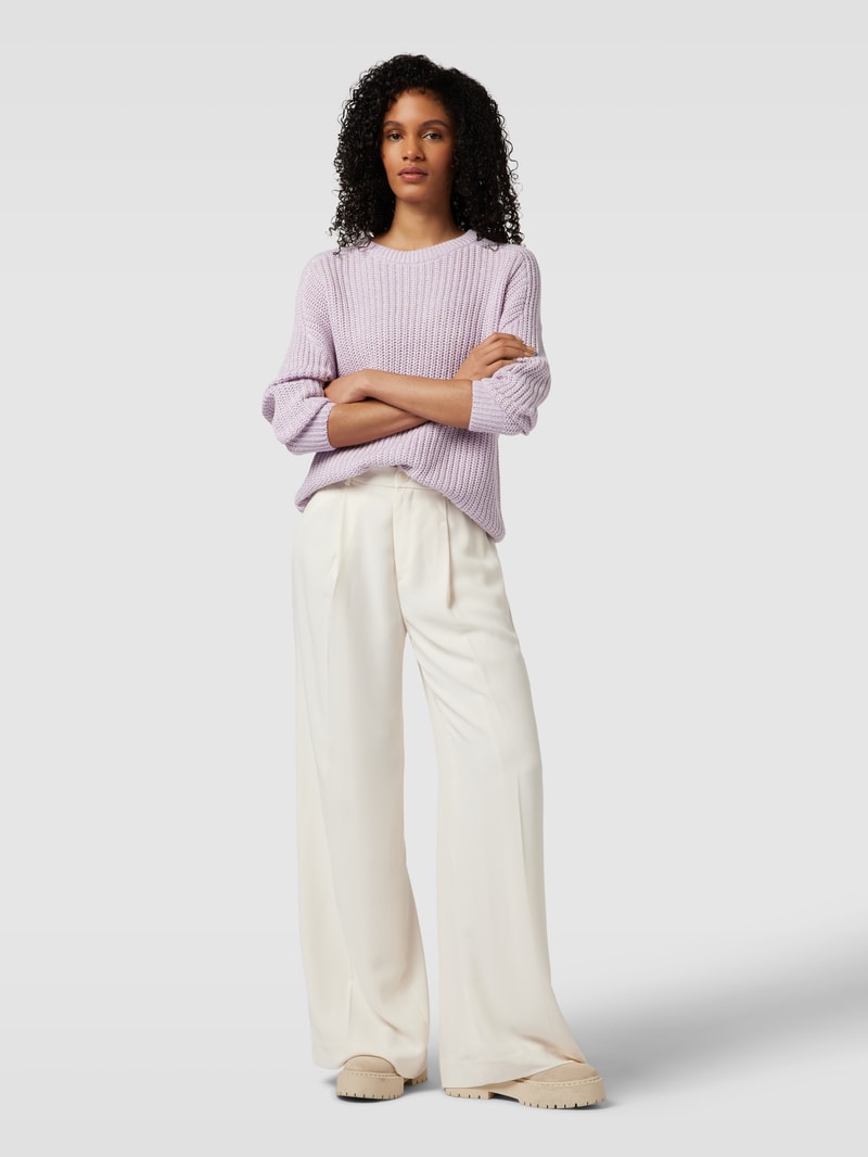 Strickpullover mit Rundhalsausschnitt Modell 'Remone' in flieder meliert