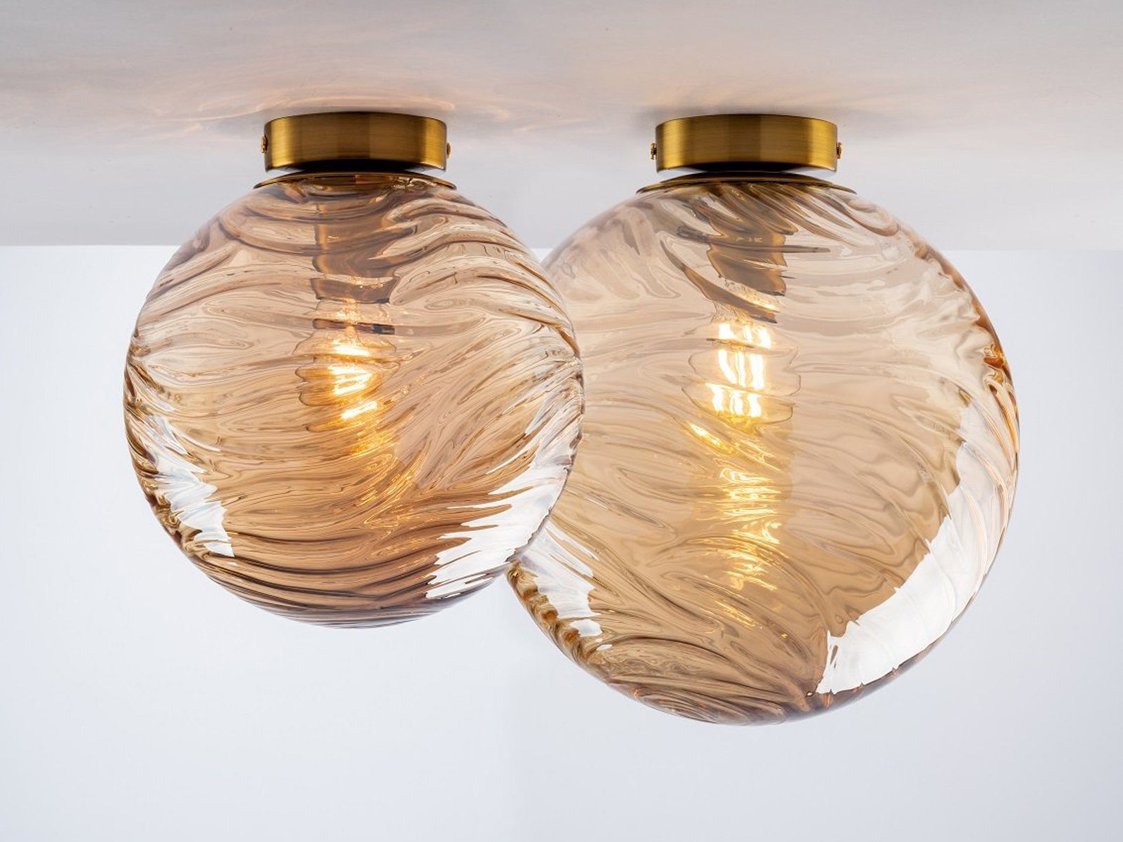 meineWunschleuchte LED Deckenleuchte, Dimmfunktion, LED wechselbar, Warmweiß, Designer Rauchglas Glas-kugel Ø 25cm für Treppenhaus & Ankleidezimmer
