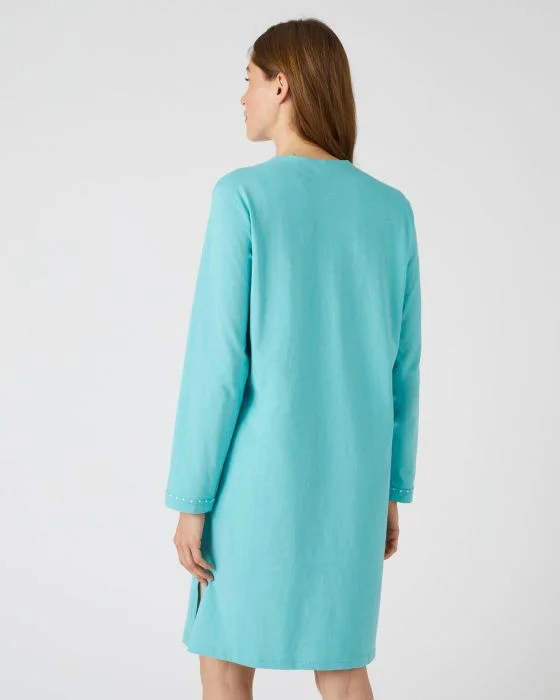 Chemise de nuit manches longues, maille jersey, 95 cm