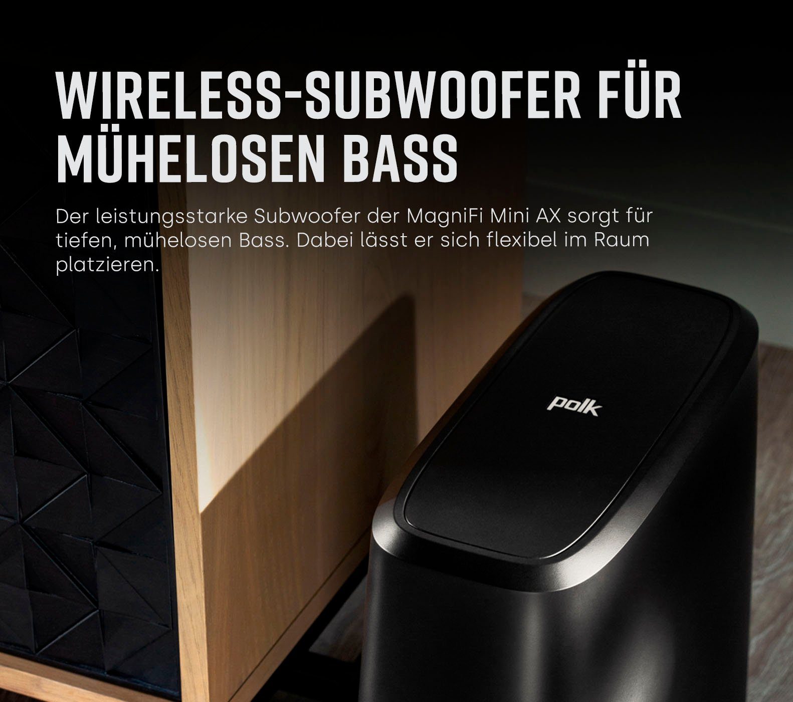 Polk Magnifi Mini AX Stereo Soundbar (Bluetooth, WLAN (WiFi), mit Wireless-Subwoofer)