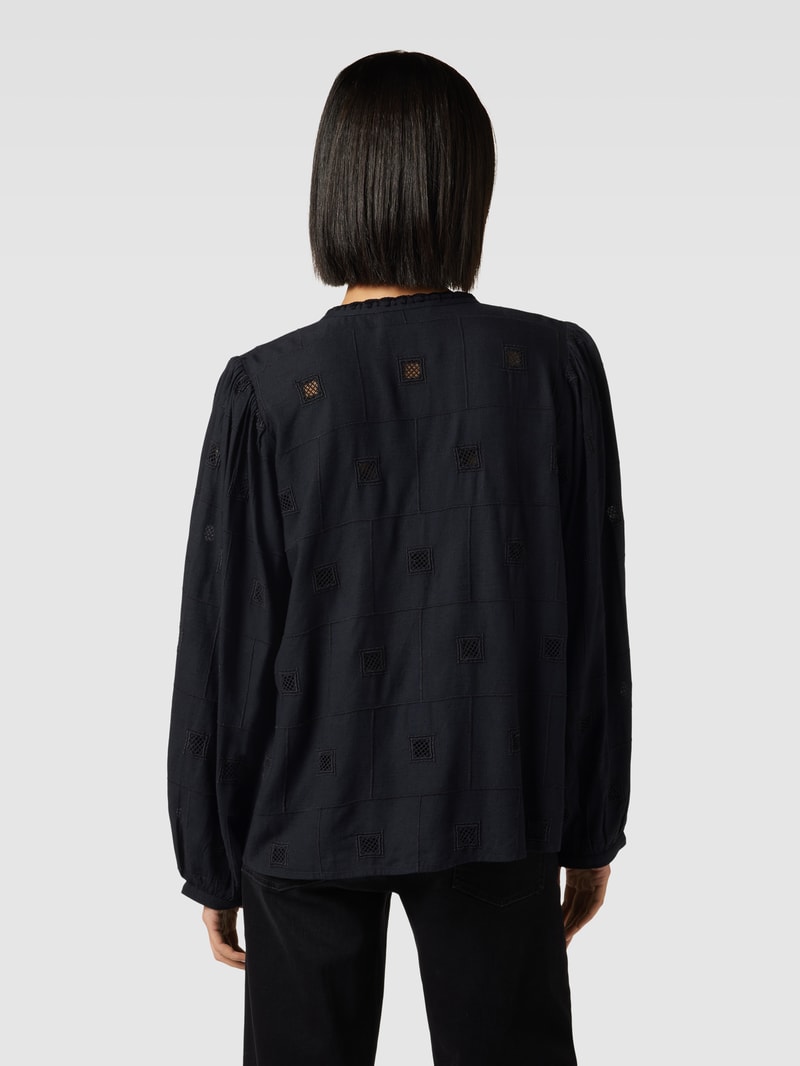 Bluse mit Lochmuster Modell 'JEDI' in dunkelblau