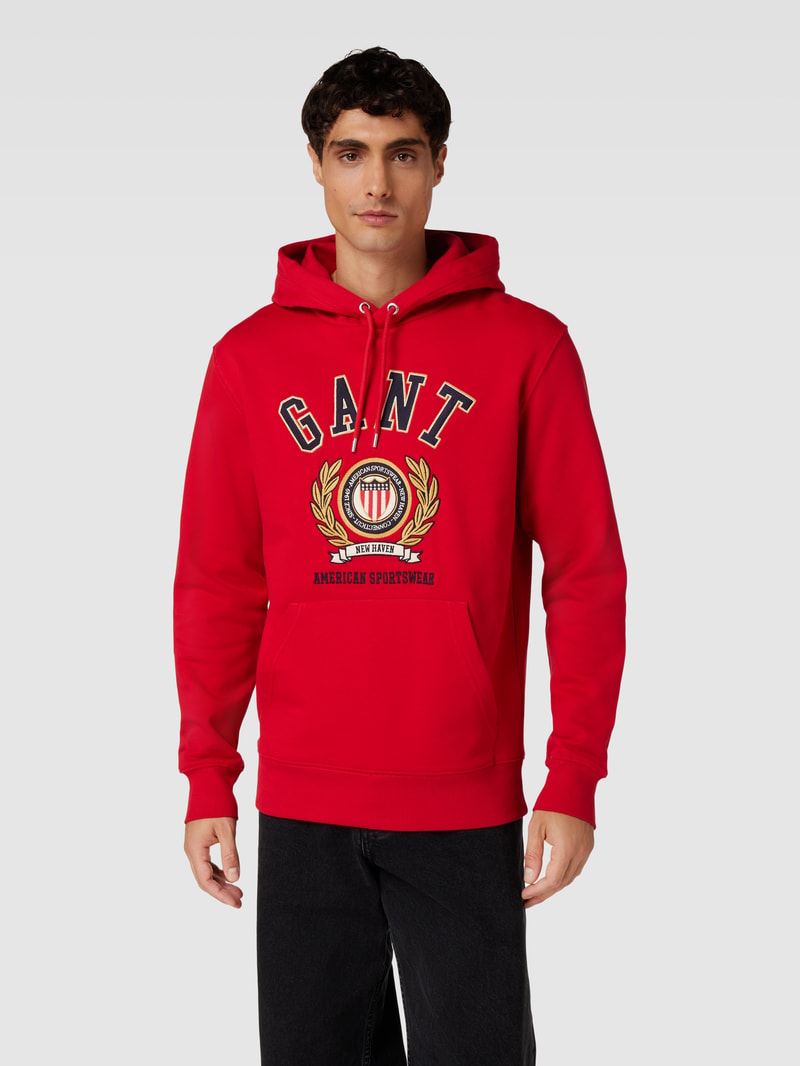 Hoodie mit Label-Stitching Modell 'CREST' in rot