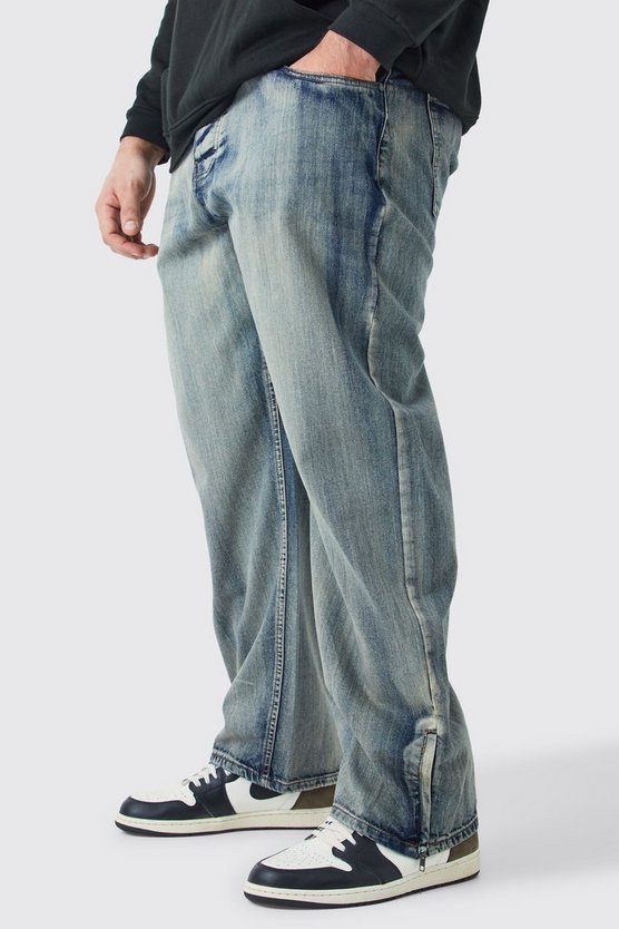 Plus lockere Jeans mit Reißverschluss-Saum