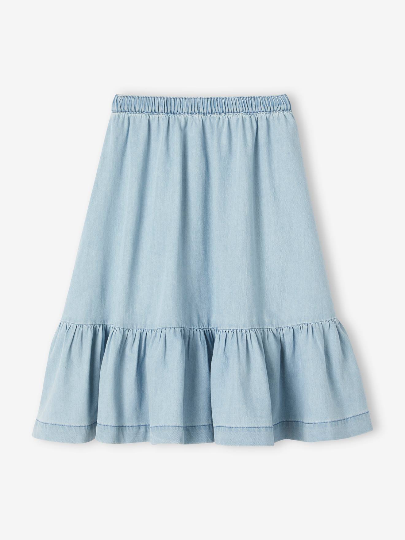 Vertbaudet Mädchen Volantrock aus Light-Denim - double stone