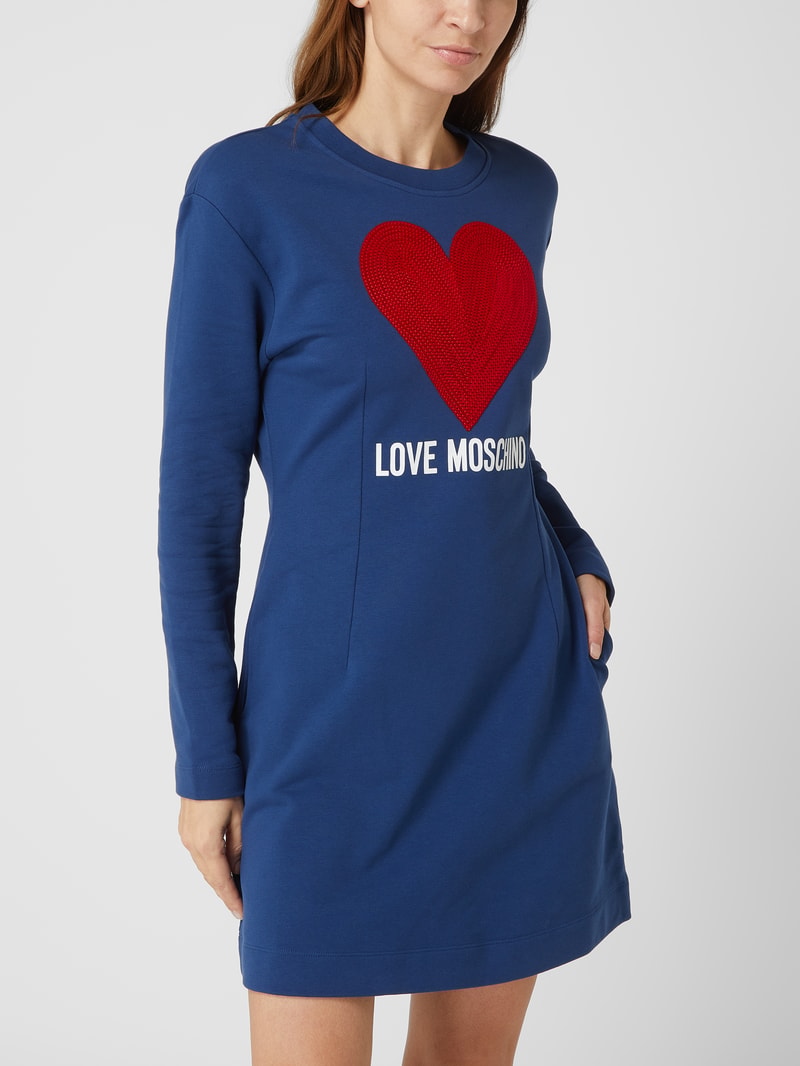 Sweatkleid mit Pailletten in blau