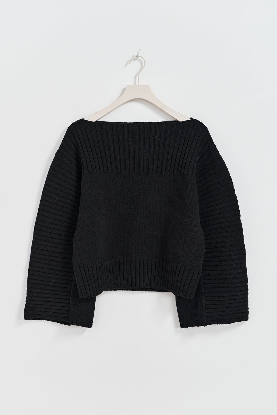 Rib boatneck knit sweater