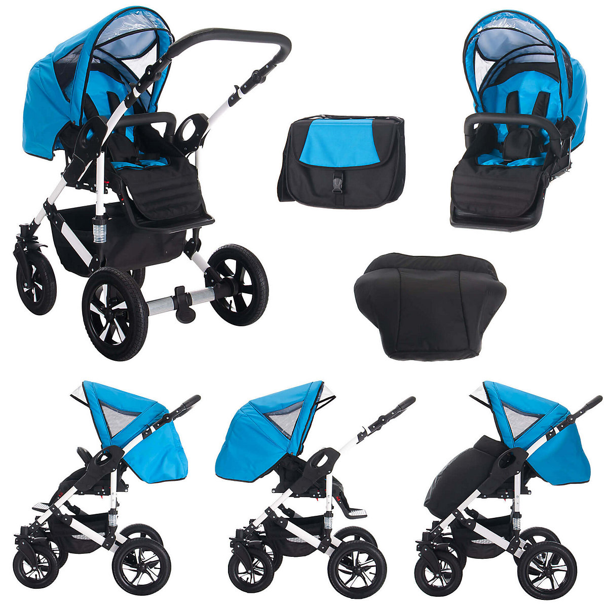 Florida | 3 in 1 Kombi Kinderwagen Komplettset | Luftreifen Kombikinderwagen