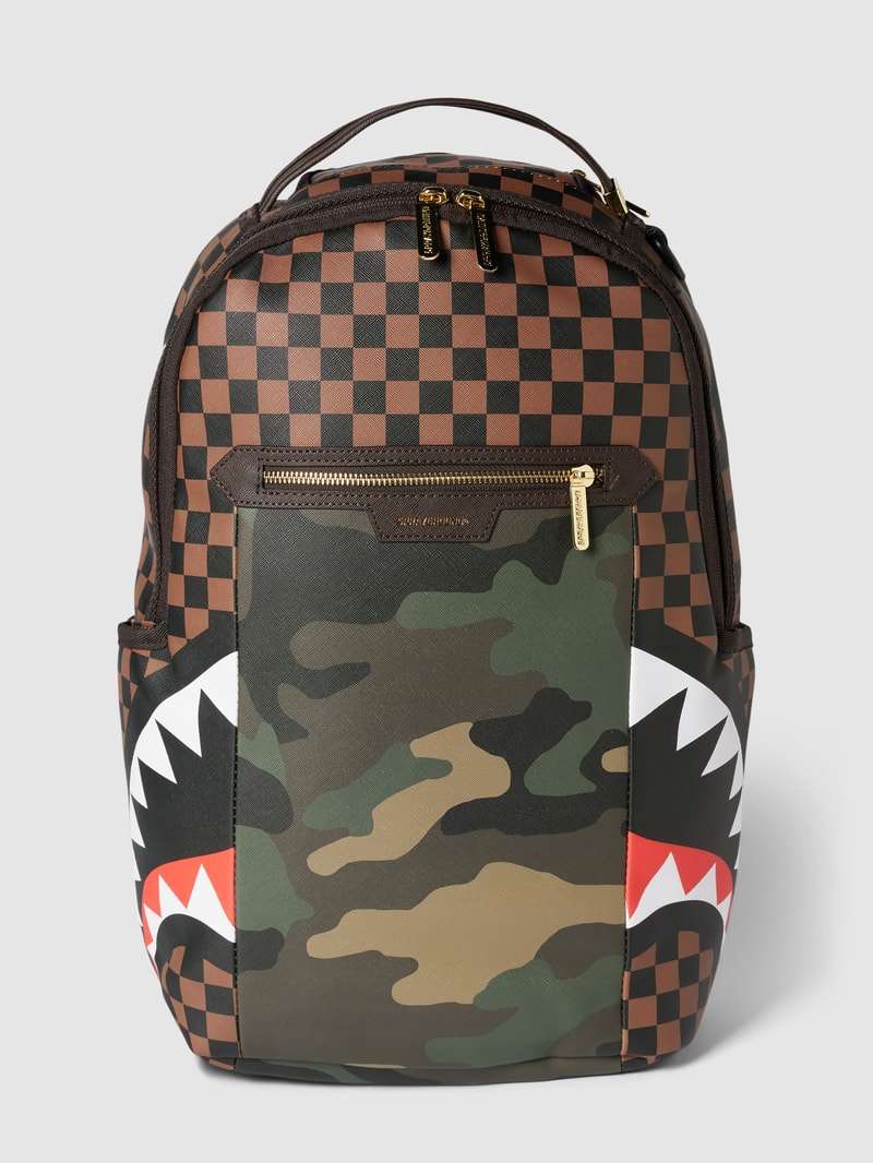 Rucksack mit Allover-Muster Modell 'SIP CAMO ACCENT' in mittelbraun