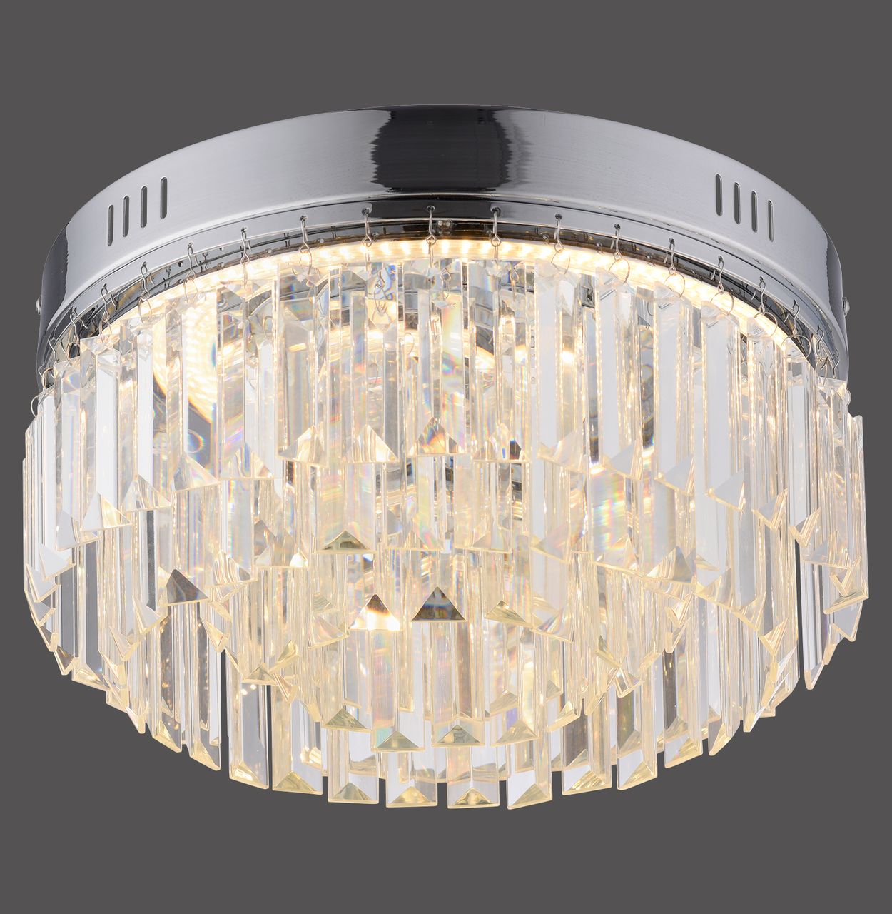Paul Neuhaus LED Deckenleuchte KRISTA, stufenlos dimmbar, mit Kristallbehang, Ø32 cm, Chrom