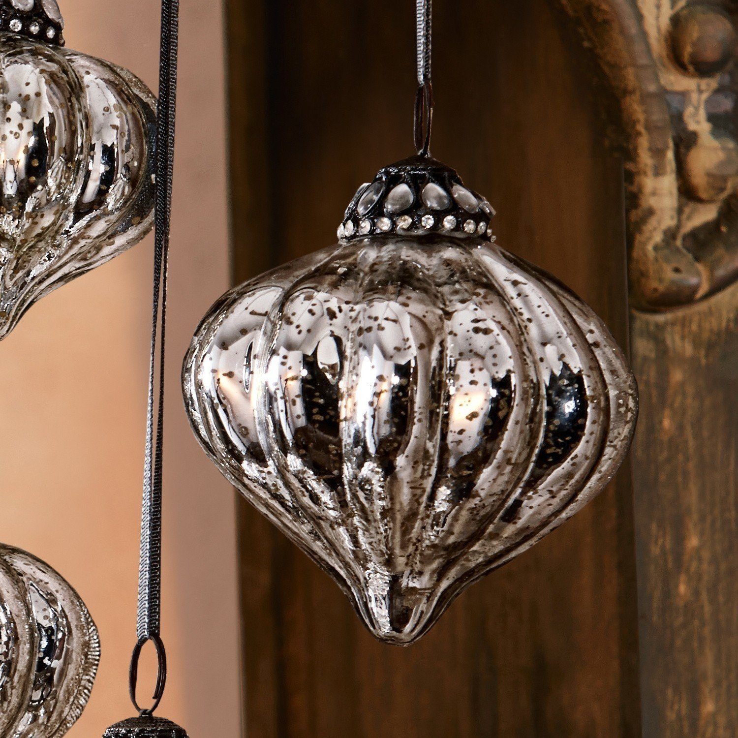 Mirabeau Christbaumschmuck Weihnachtsschmuck 6er Set Lauranne antiksilber (6-tlg)