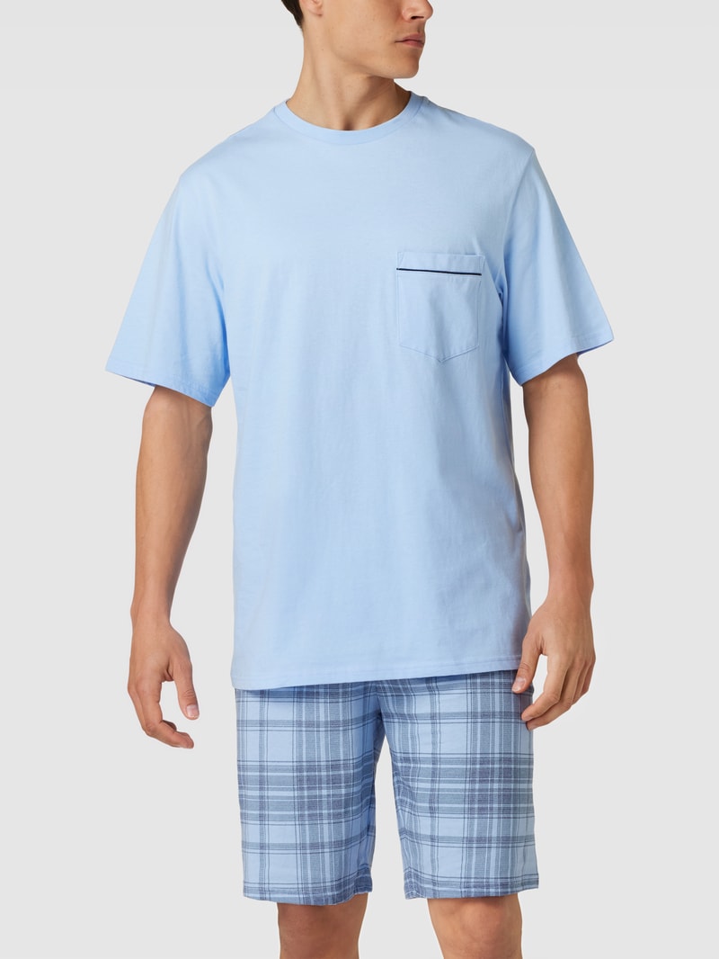 Pyjama aus Baumwolle Modell 'Comfort Fit Schlafanzug' in hellblau