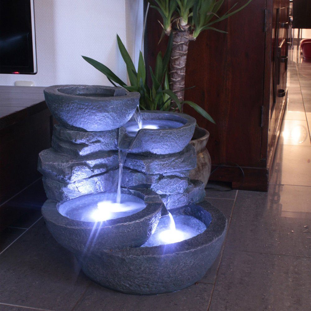 Arnusa Zimmerbrunnen großer Springbrunnen Wasserfall 50 cm Zimmerbrunnen Groß Wasserspiel, mit LED Beleuchtung Indoor und Outdoor