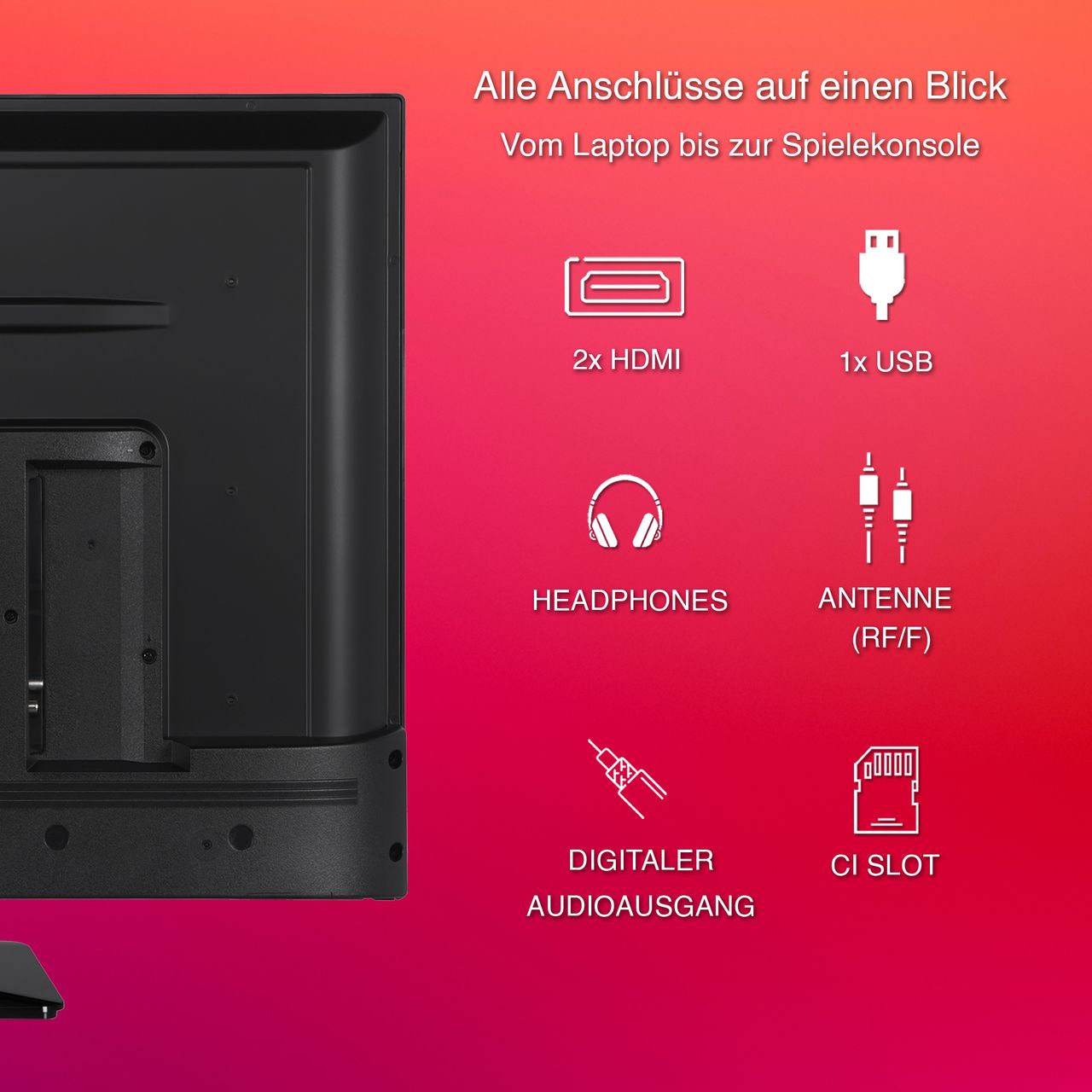 Telefunken TELEFUNKEN XH24O550M Fernseher 24 Zoll HD-ready LED TV mit Triple-Tuner, schwarz