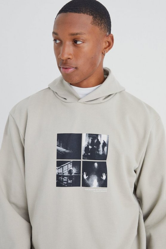 Kastiger Hoodie mit Print