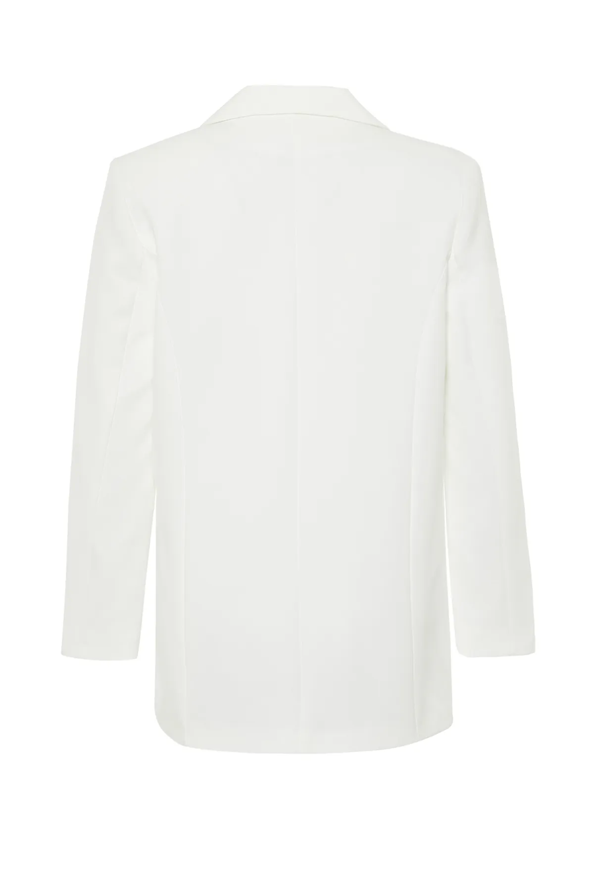 Trendyol Collection  Weiße, übergroße, gefütterte, geknöpfte gewebte Blazerjacke TWOAW22CE0167