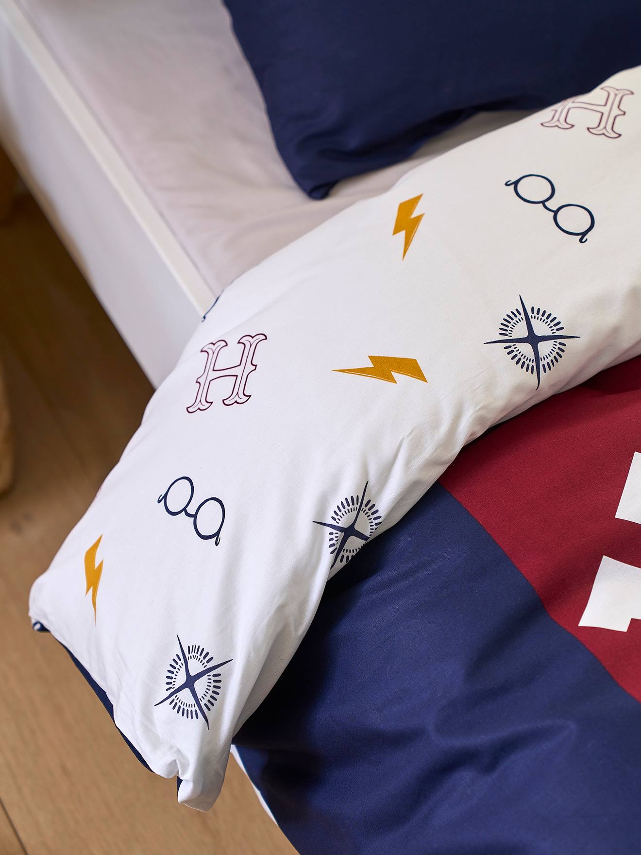 Parure housse de couette + taie d'oreiller enfant Harry Potter® bleu fonce imprime