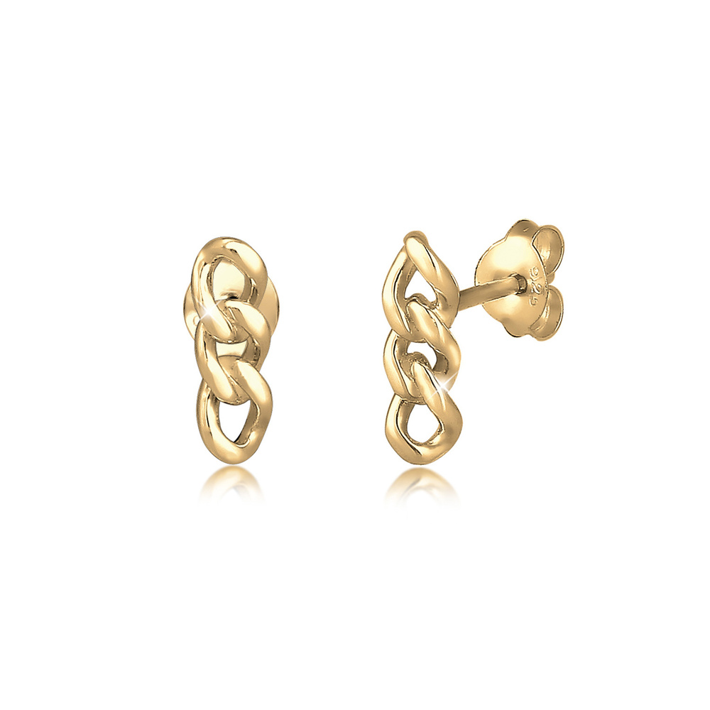 Elli Elli Boucles d'Oreilles Femme Chaînette Bouchon en Argent Sterling 925 Boucles d'oreilles