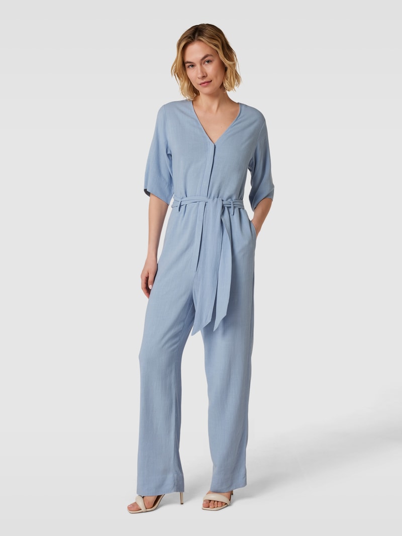 Jumpsuit mit V-Ausschnitt Modell 'VIVA' in bleu