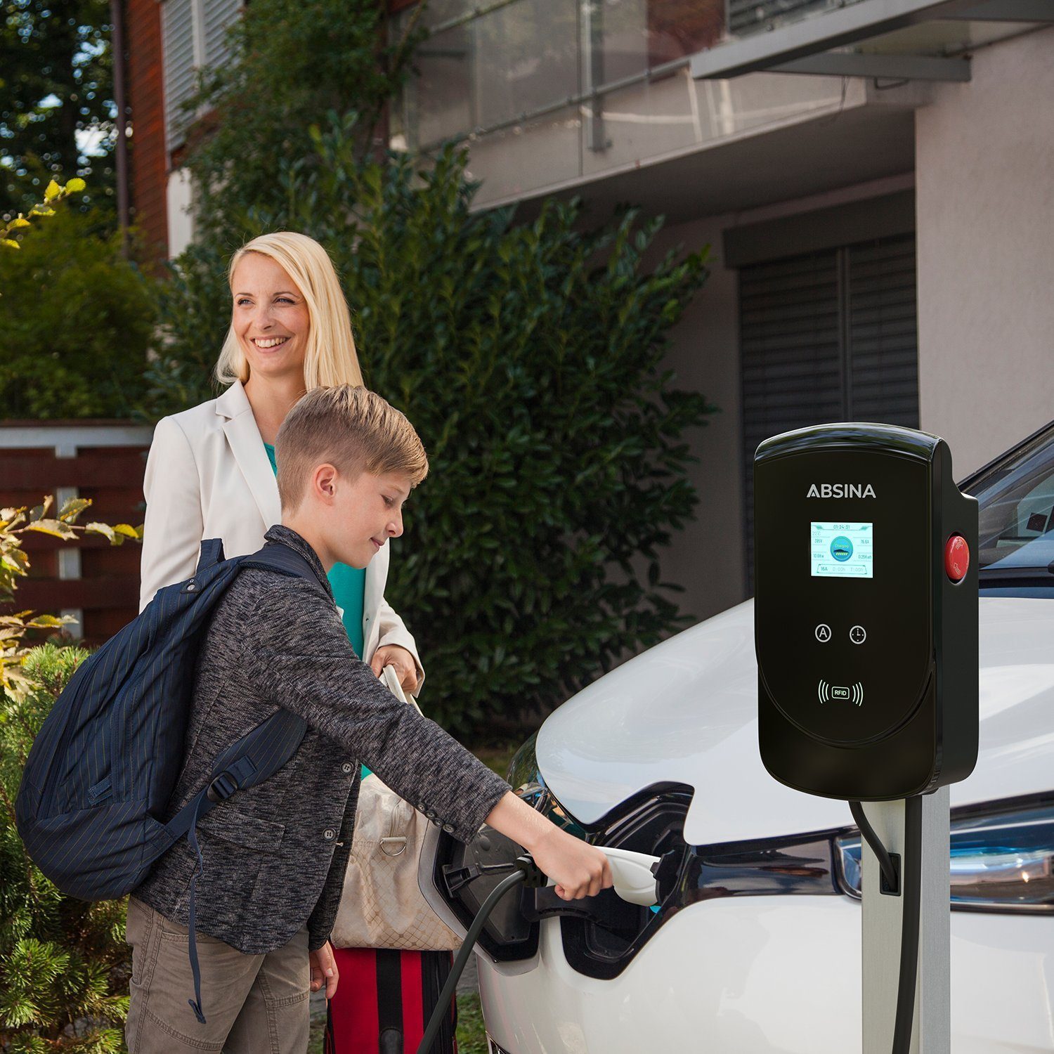 ABSINA Elektroauto-Ladestation Wallbox 11kW mit Typ 2 Ladekabel 8m - Elektroauto Ladestation bis 16A