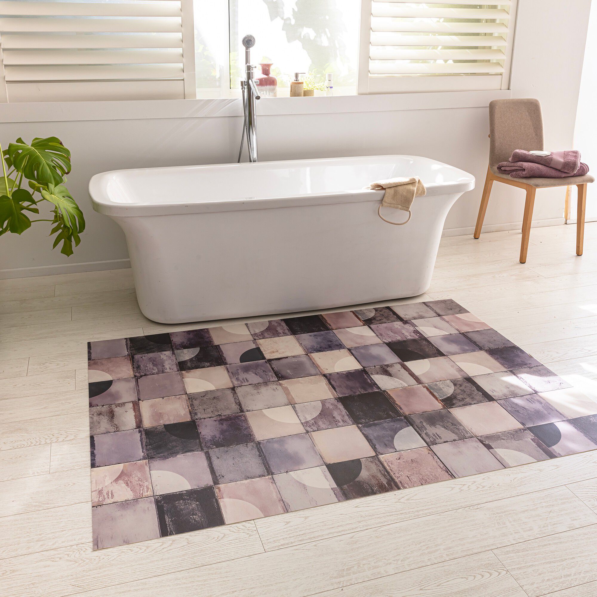 Tapis vinyle façon carrelage