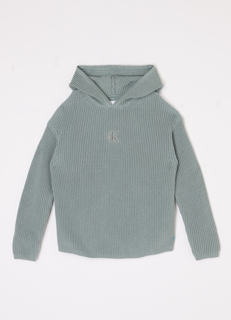 Calvin Klein grovstrikket hettegenser med logobroderi