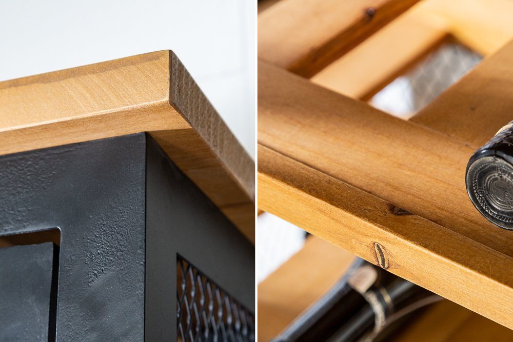 riess-ambiente Weinregal BODEGA 184cm schwarz / natur, Einzelartikel 1-tlg., Wohnzimmer · Massivholz · Metall · für 72 Flaschen · Industrial