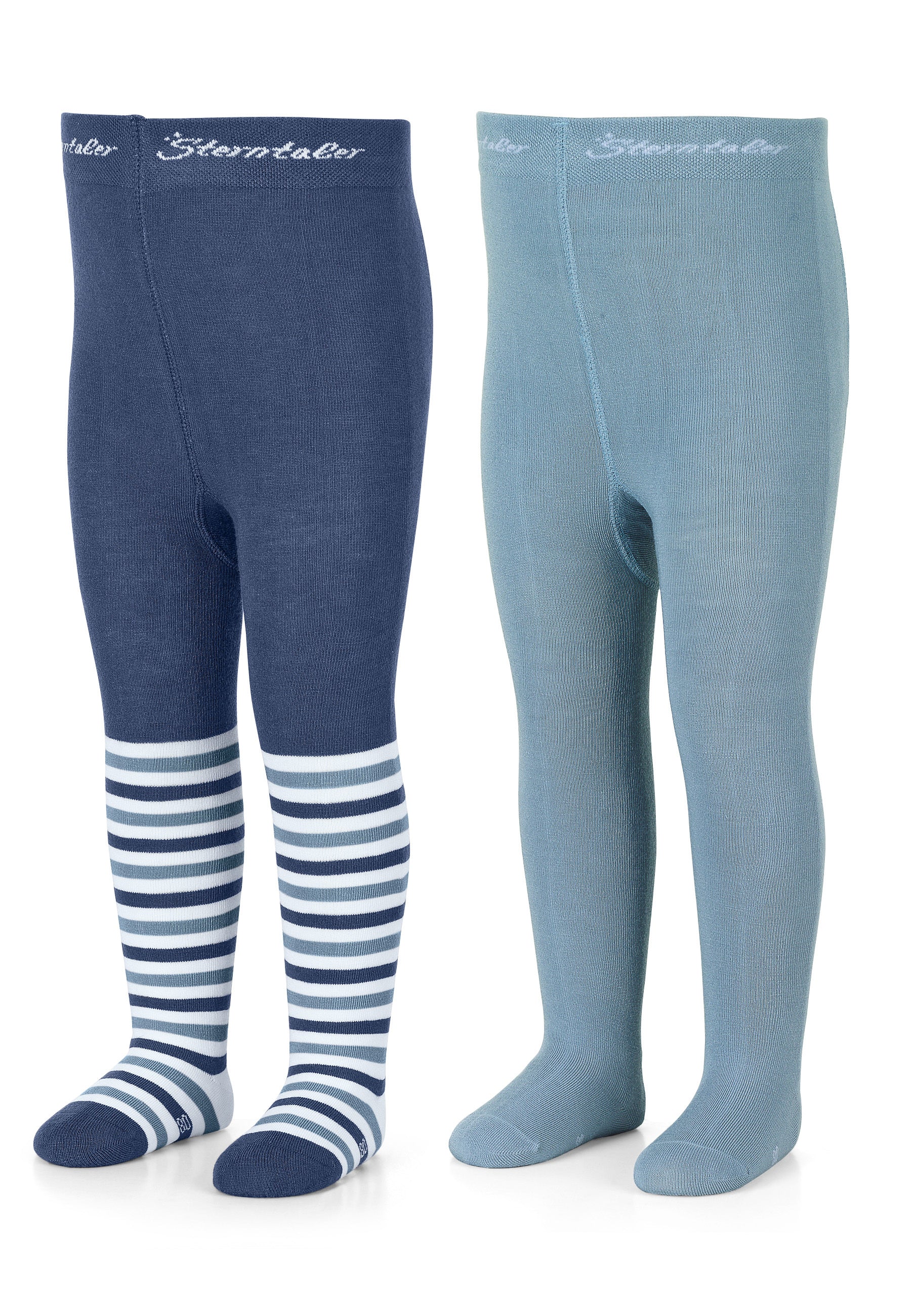 Strumpfhose 2er-Pack, Ringel und uni