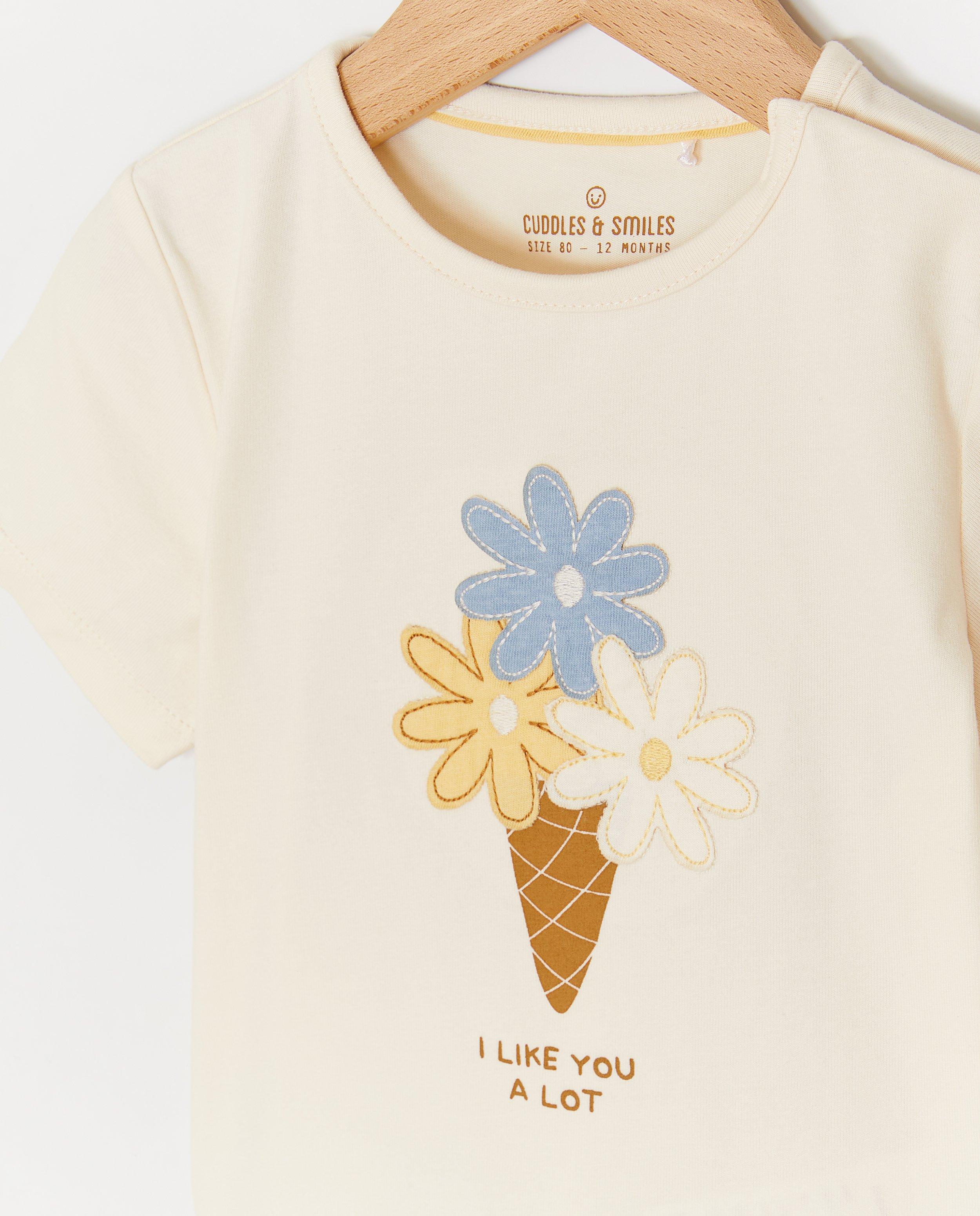 Cuddles and Smiles T-shirt med tryck vit