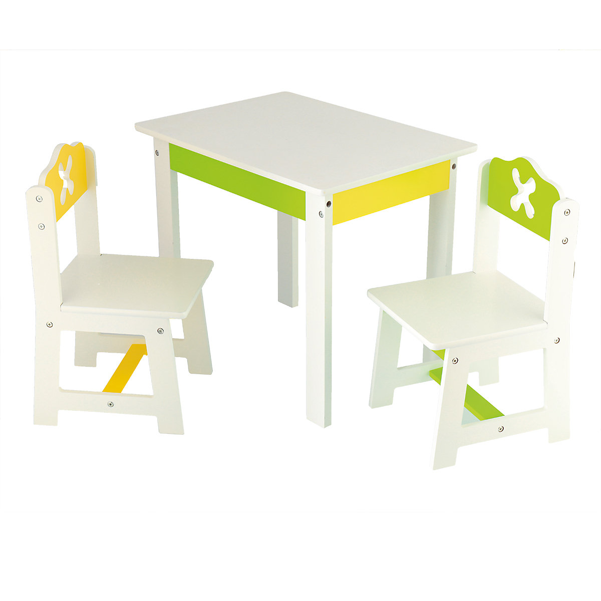 Kindersitzgruppe aus Holz Schönes 3er Set Tisch mit Stühlen Kinder Spieltisch Kindersitzgruppen