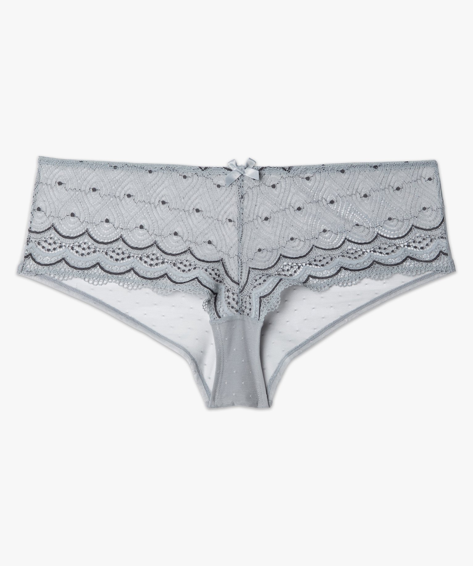 Shorty en dentelle et tulle femme grande taille gris | GEMO