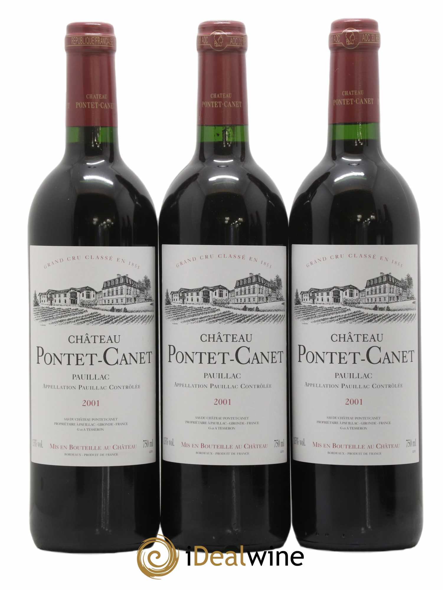 Château Pontet Canet 5ème Grand Cru Classé  2001 - Lot de 6 Bouteilles